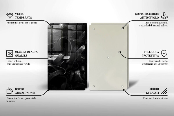 Főzőlap védő üveglap Fekete Tagliatelle tészta