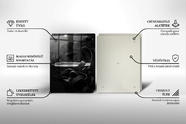 Főzőlap védő üveglap Fekete Tagliatelle tészta