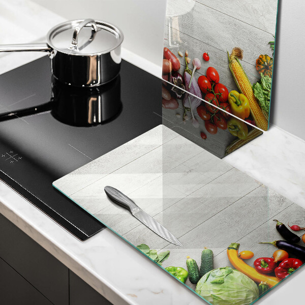 Főzőlap védő üveglap Zöldségek a táblákon