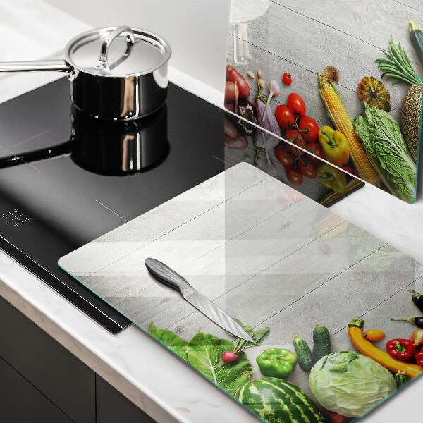 Főzőlap védő üveglap Zöldségek a táblákon