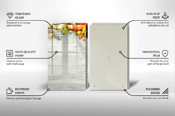 Főzőlap védő üveglap Gyümölcsök a deszkán