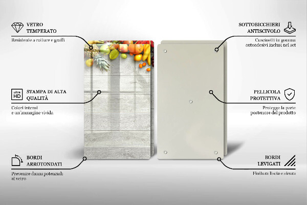 Főzőlap védő üveglap Gyümölcsök a deszkán
