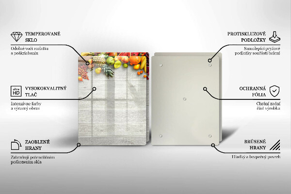 Főzőlap védő üveglap Gyümölcsök a deszkán