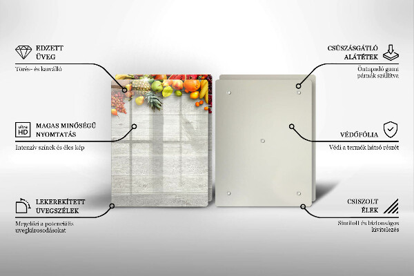 Főzőlap védő üveglap Gyümölcsök a deszkán