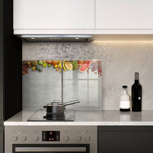 Főzőlap védő üveglap Gyümölcsök a deszkán