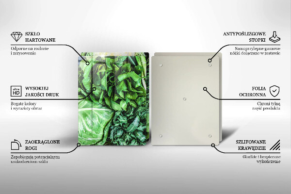 Főzőlap védő üveglap Zöld zöldségek