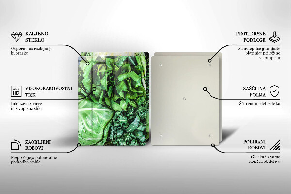 Főzőlap védő üveglap Zöld zöldségek