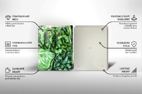 Főzőlap védő üveglap Zöld zöldségek