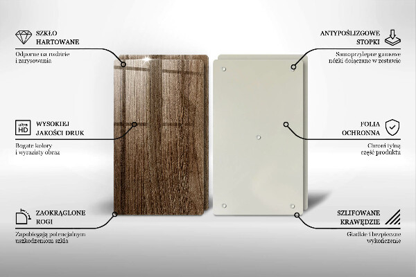 Főzőlap védő üveglap Fa textúra