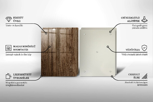 Főzőlap védő üveglap Fa textúra