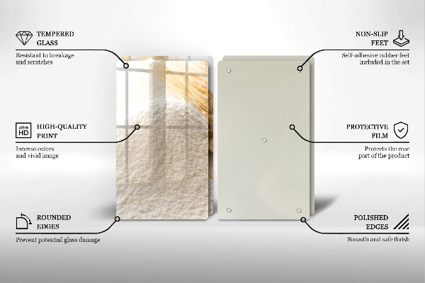 Főzőlap védő üveglap Liszt és kalászok