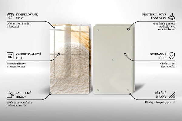 Főzőlap védő üveglap Liszt és kalászok