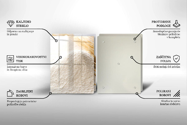 Főzőlap védő üveglap Liszt és kalászok