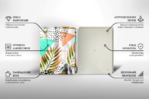 Főzőlap védő üveglap Boho levelek minta