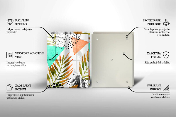 Főzőlap védő üveglap Boho levelek minta