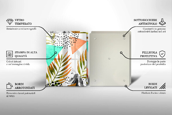 Főzőlap védő üveglap Boho levelek minta