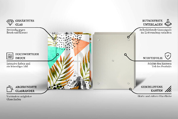 Főzőlap védő üveglap Boho levelek minta