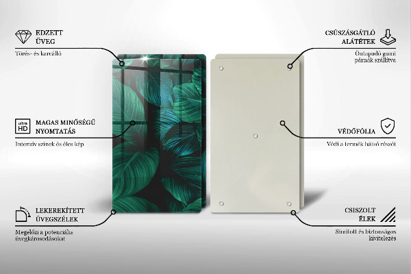 Főzőlap védő üveglap Dzsungel levelei