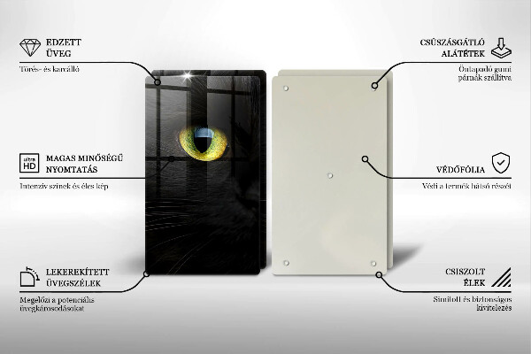 Főzőlap védő üveglap Állati macska szeme