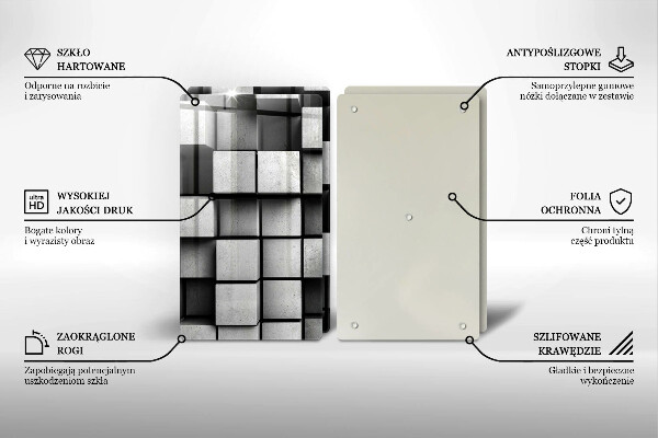 Főzőlap védő üveglap Absztrakt 3D négyzetek