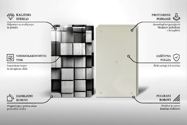 Főzőlap védő üveglap Absztrakt 3D négyzetek