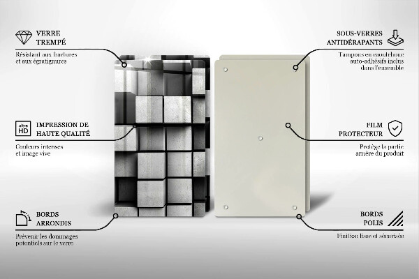 Főzőlap védő üveglap Absztrakt 3D négyzetek