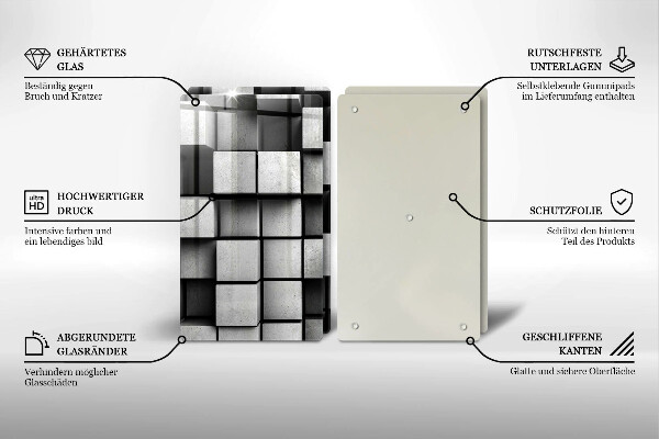 Főzőlap védő üveglap Absztrakt 3D négyzetek