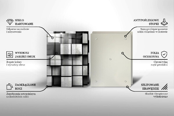 Főzőlap védő üveglap Absztrakt 3D négyzetek