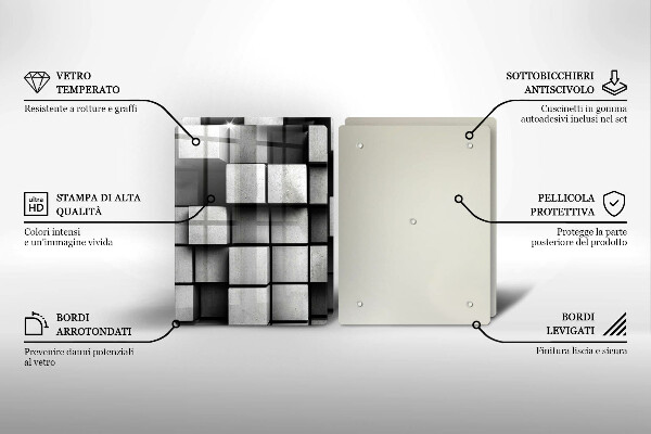 Főzőlap védő üveglap Absztrakt 3D négyzetek