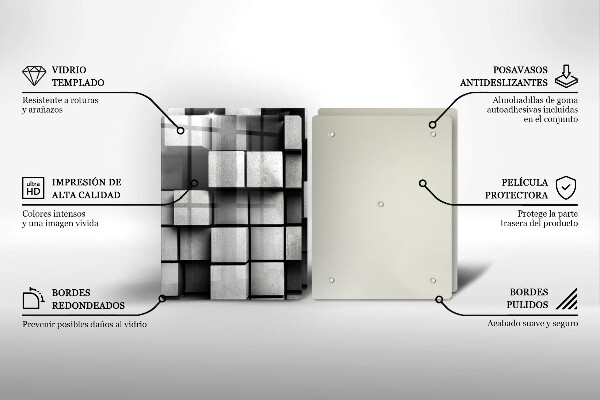 Főzőlap védő üveglap Absztrakt 3D négyzetek