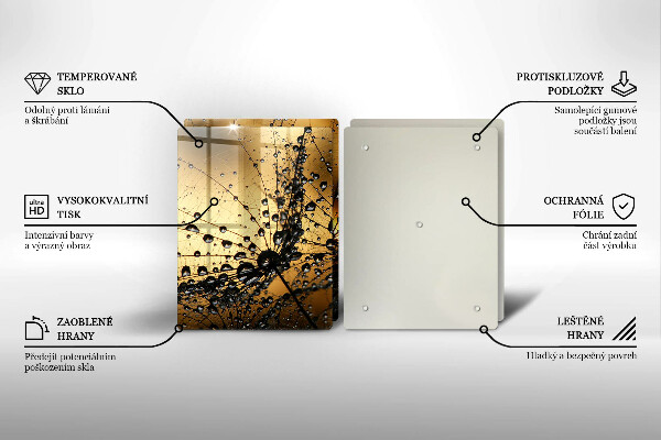 Főzőlap védő üveglap Harmat és pitypang