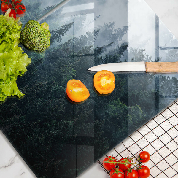 Főzőlap védő üveglap Erdei fák és köd