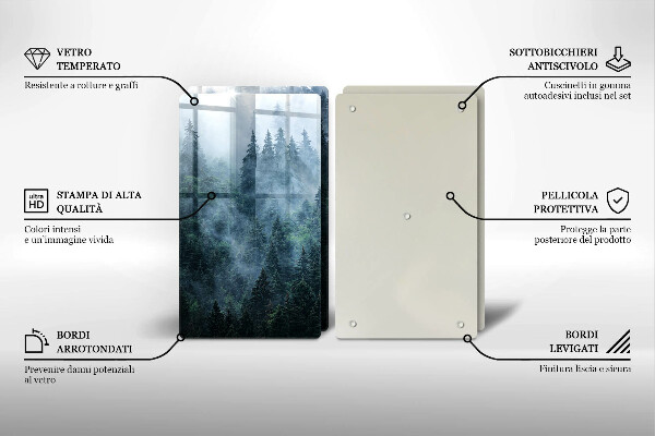 Főzőlap védő üveglap Erdei fák és köd