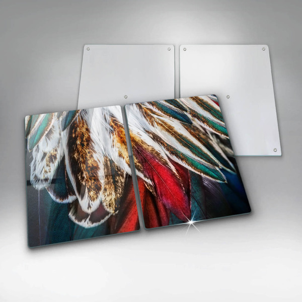 Főzőlap védő üveglap Boho madártollak