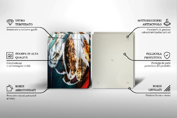 Főzőlap védő üveglap Boho madártollak