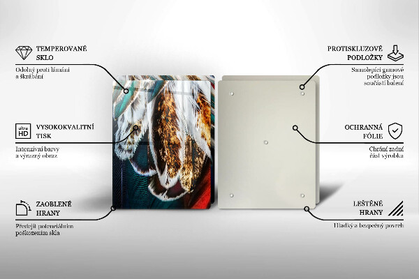 Főzőlap védő üveglap Boho madártollak