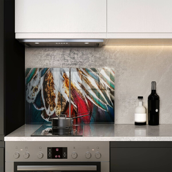 Főzőlap védő üveglap Boho madártollak