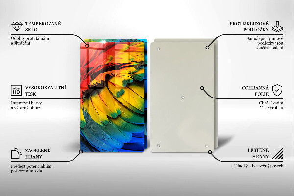 Főzőlap védő üveglap Színes papagáj toll