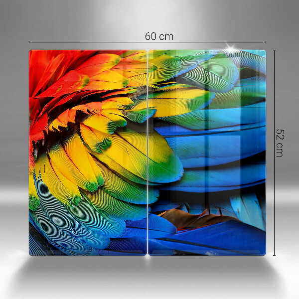 Főzőlap védő üveglap Színes papagáj toll