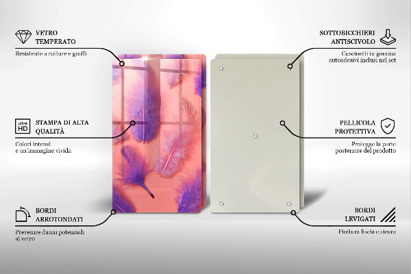 Főzőlap védő üveglap Bolyhos tollak