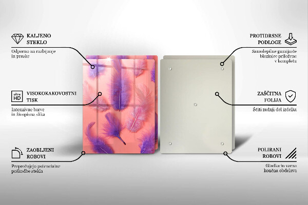 Főzőlap védő üveglap Bolyhos tollak
