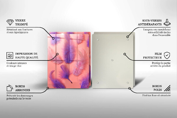 Főzőlap védő üveglap Bolyhos tollak