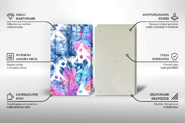 Főzőlap védő üveglap Tollak boho illusztráció