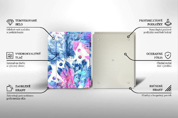 Főzőlap védő üveglap Tollak boho illusztráció