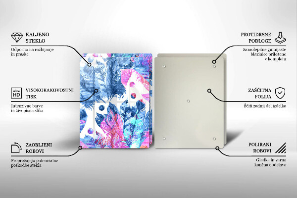 Főzőlap védő üveglap Tollak boho illusztráció