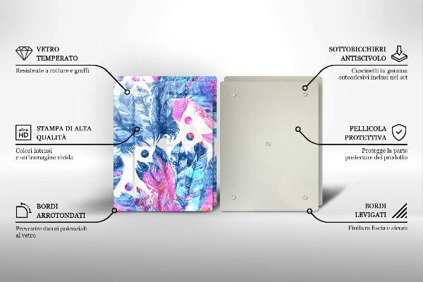 Főzőlap védő üveglap Tollak boho illusztráció