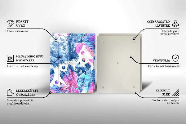 Főzőlap védő üveglap Tollak boho illusztráció