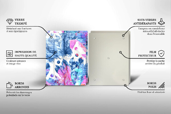 Főzőlap védő üveglap Tollak boho illusztráció