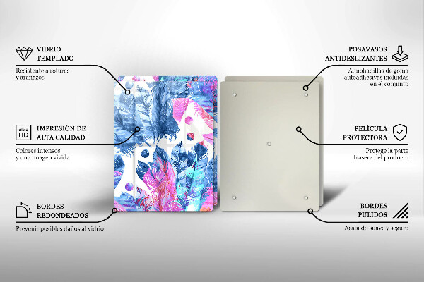 Főzőlap védő üveglap Tollak boho illusztráció