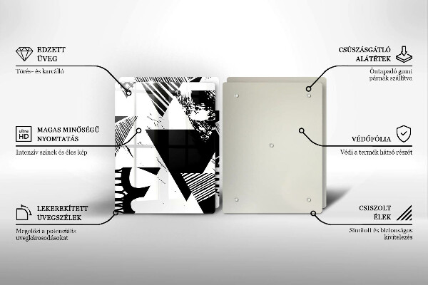 Főzőlap védő üveglap Geometriai háromszögek